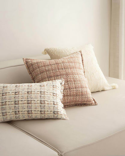 Rose Tweed Jacquard Wool Cushion Covers, styled at home
