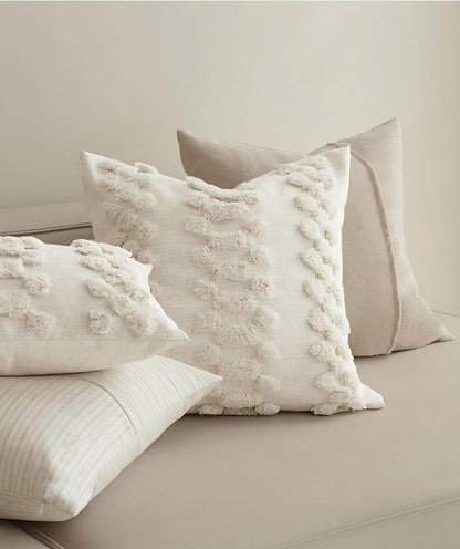 Ivory Cloud Embroidery Lumbar Cushion Covers, styled at home