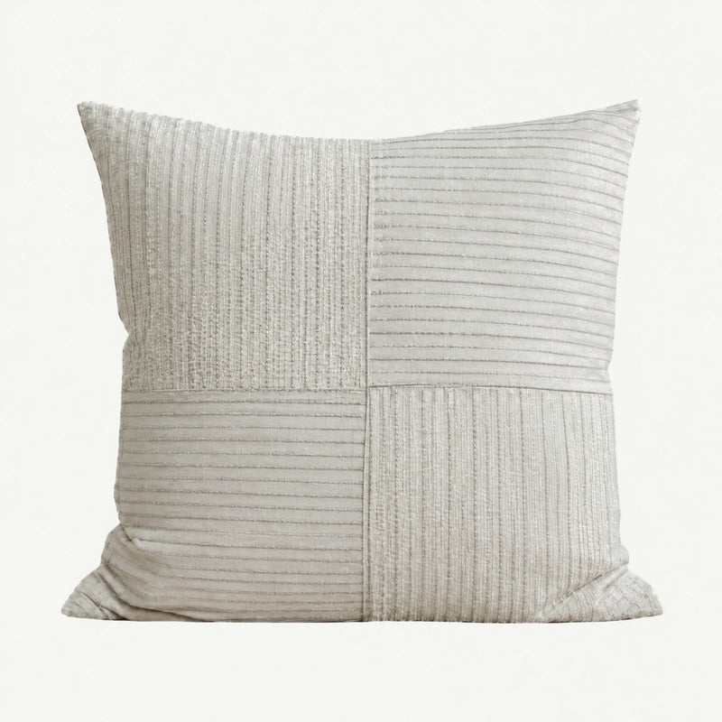 Ivory Pinstripe Jacquard Viscose Linen Cushion Covers