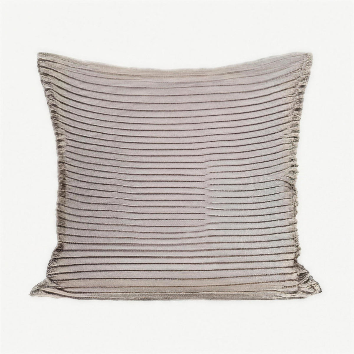 Embroidered Stripe Cotton Cushion Covers in Beige Stripe