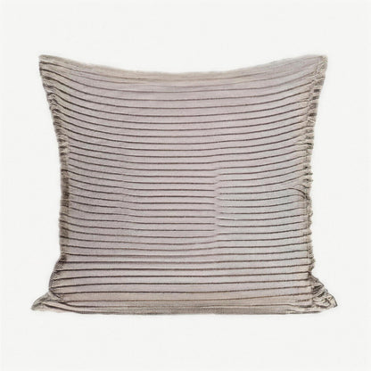 Embroidered Stripe Cotton Cushion Covers in Beige Stripe