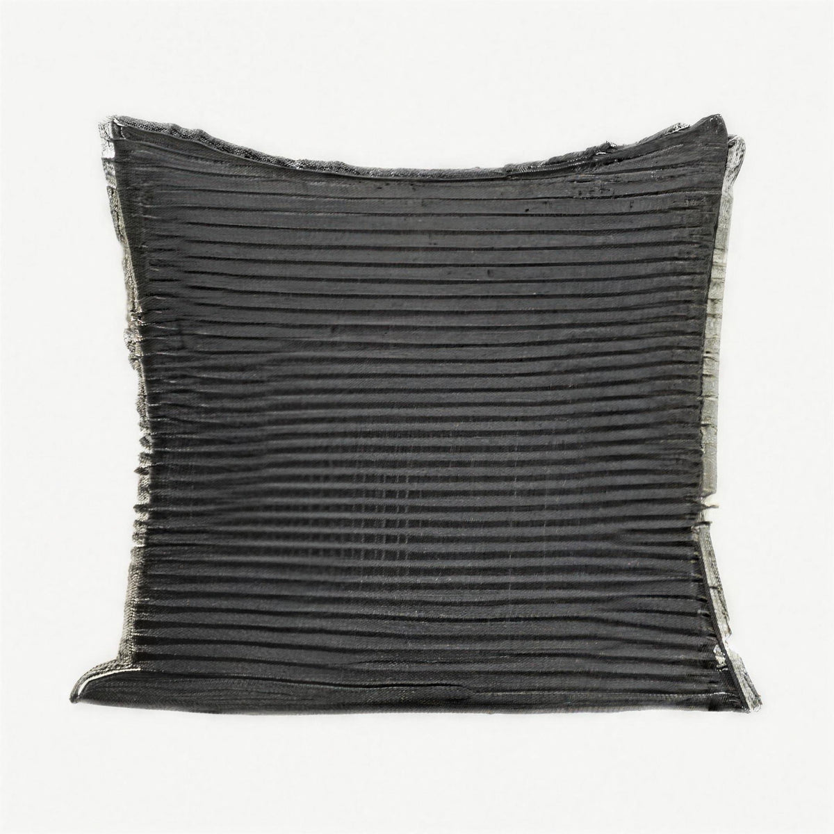 Embroidered Stripe Cotton Cushion Covers in Charcoal