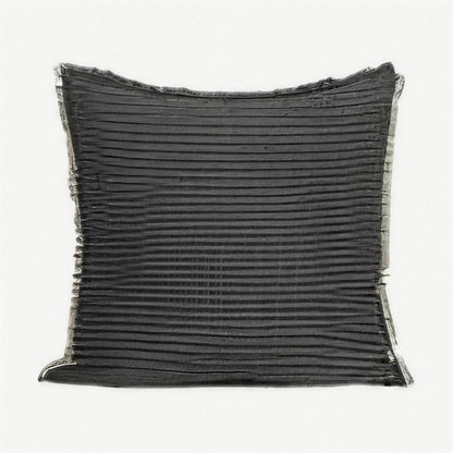 Embroidered Stripe Cotton Cushion Covers in Charcoal