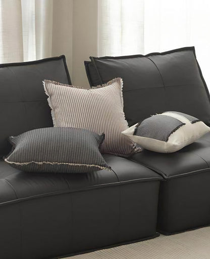 Embroidered Stripe Cotton Lumbar Cushion Covers, styled at home