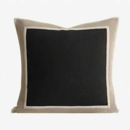 Framed Border Jacquard Cushion Covers in Black & Linen