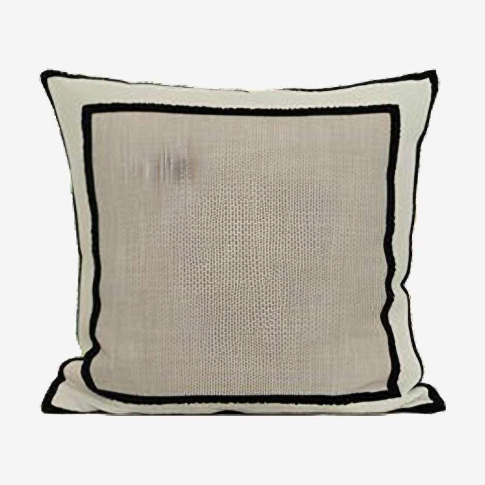 Framed Border Jacquard Cushion Covers in Linen & Black
