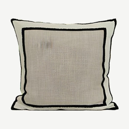 Framed Border Jacquard Cushion Covers in Linen & Black