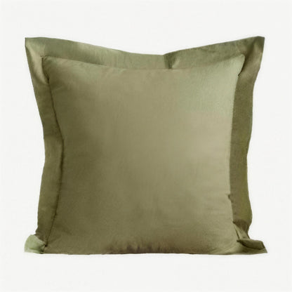 Olive Flanged Jacquard Linen Lyocell Cushion Covers
