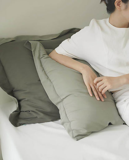 Two-Tone Flanged Viscose Linen Cushion Covers, styled at home