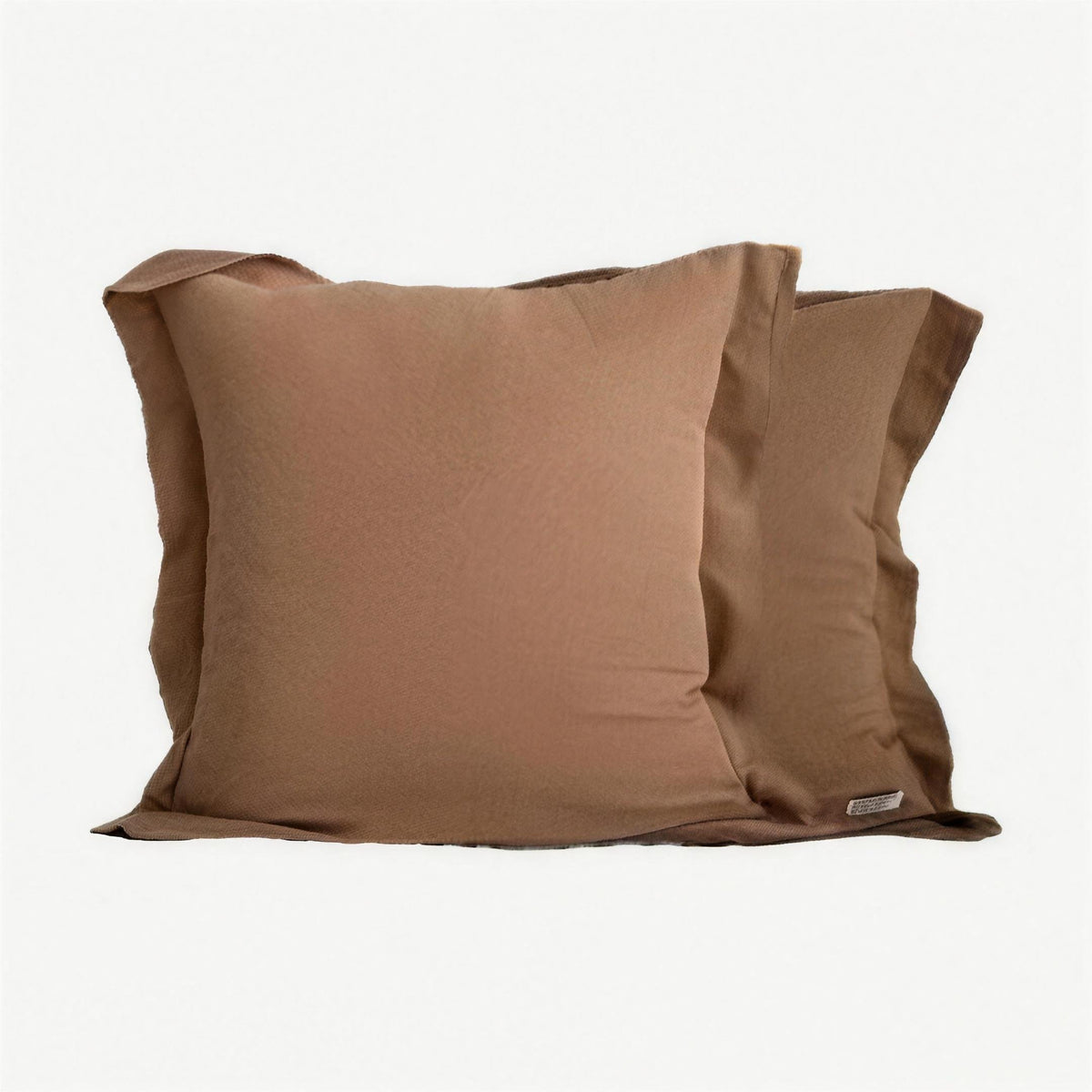 Two-Tone Flanged Viscose Linen Cushion Covers in Rust