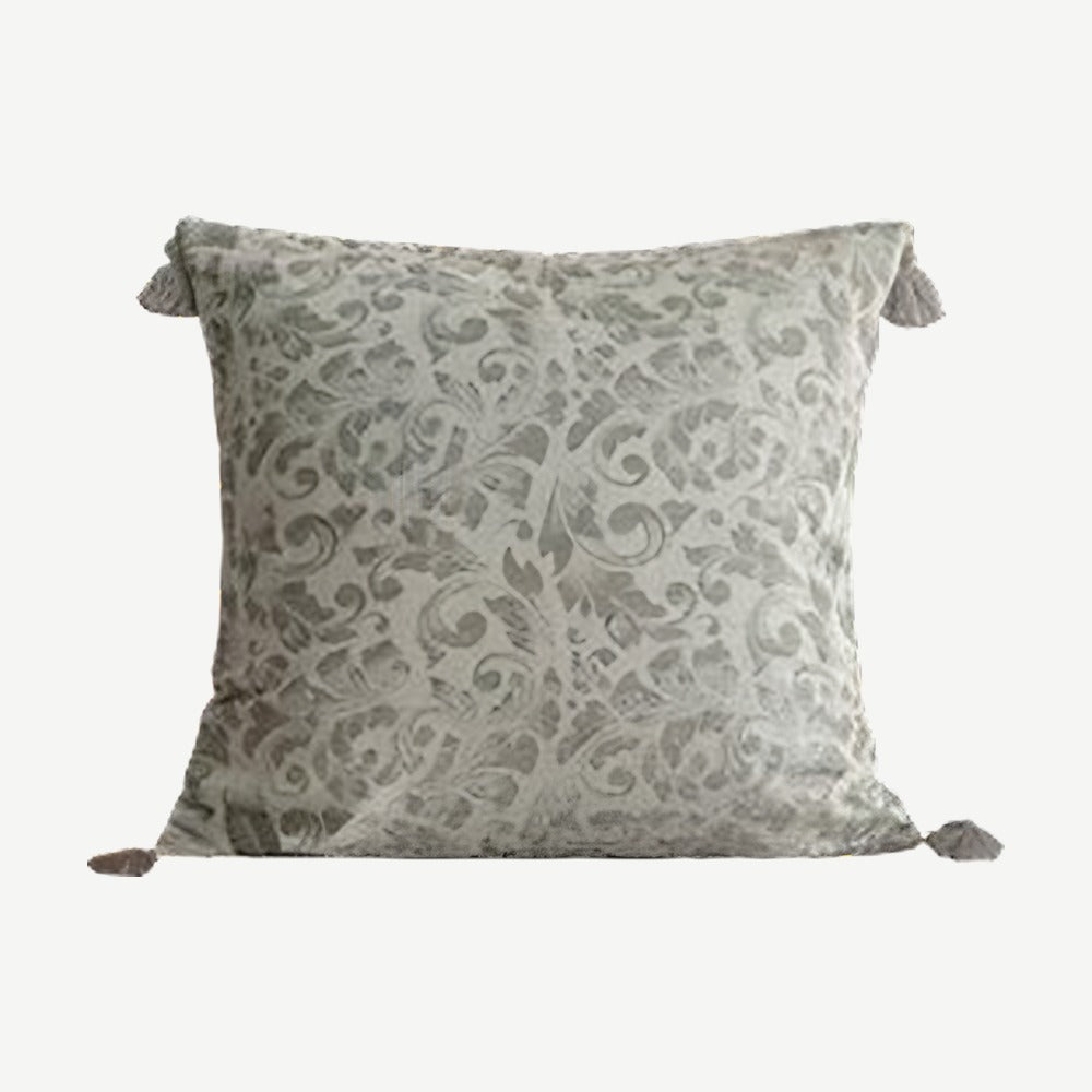 Sage & Ivory Grape Leaf Jacquard Cotton Linen Cushion Covers