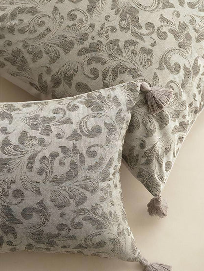Sage & Ivory Grape Leaf Jacquard Cotton Linen Cushion Covers, styled at home