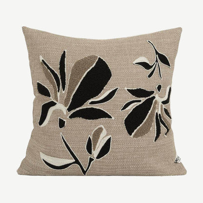 Magnolia Embroidery Cushion Covers in Black