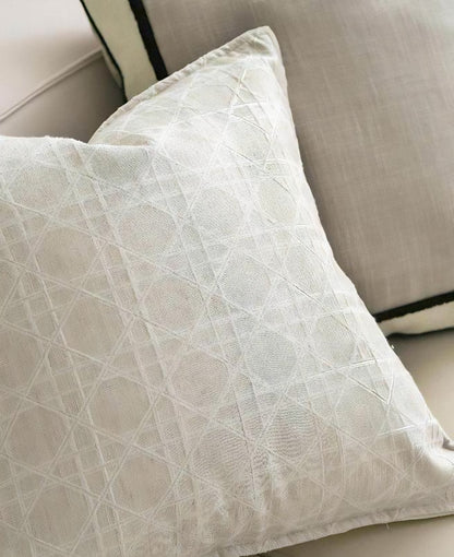 Mint Grey Lattice Jacquard Cushion Covers, styled at home