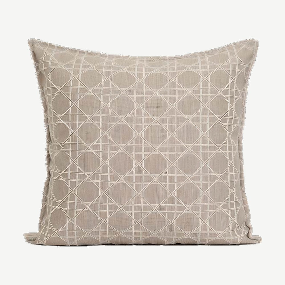 Blush Taupe Lattice Jacquard Linen Viscose Cushion Covers