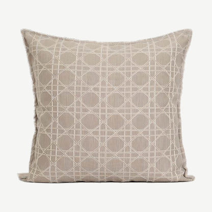 Blush Taupe Lattice Jacquard Linen Viscose Cushion Covers