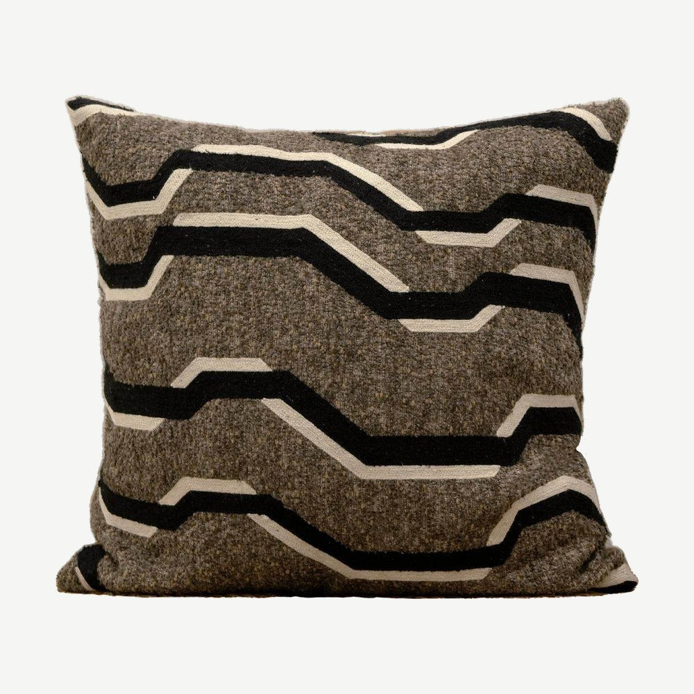 Brown & Black Stripe Jacquard Cushion Covers