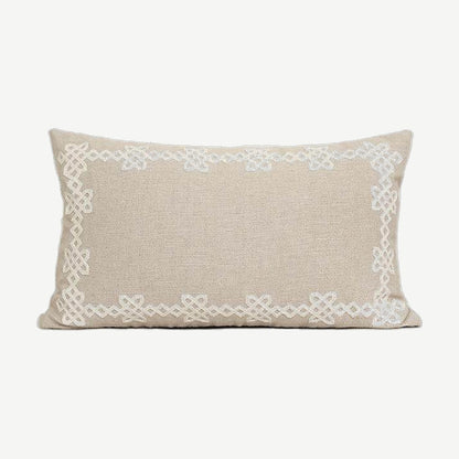 Natural Border Embroidery Cotton Linen Cushion Covers