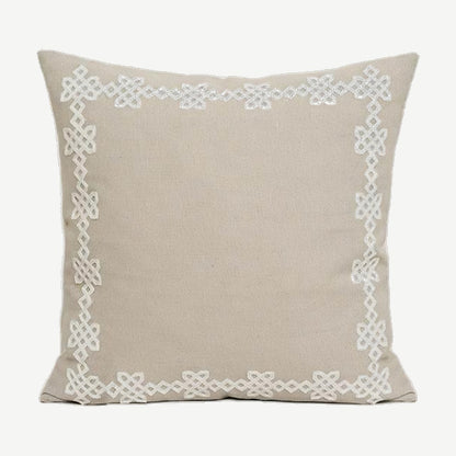 Natural Border Embroidery Cotton Linen Cushion Covers