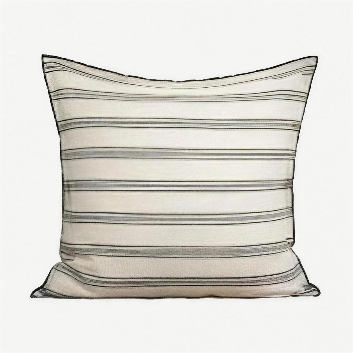 Ivory & Black Stripe Hand-Woven Linen Cushion Covers