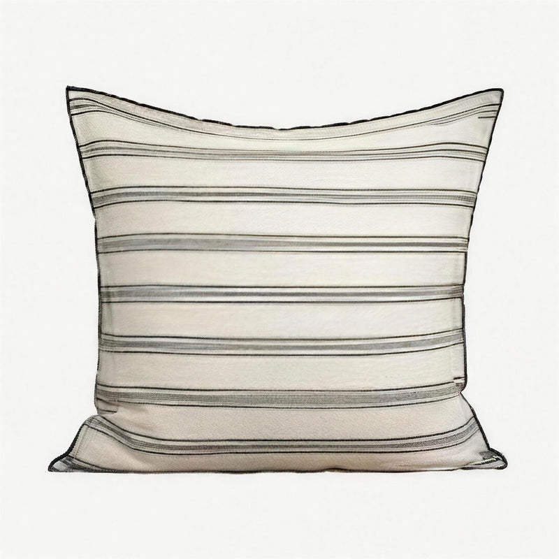 Ivory & Black Stripe Hand-Woven Linen Cushion Covers