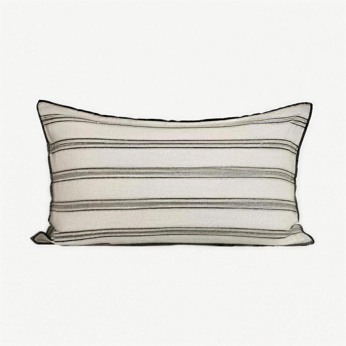 Ivory & Black Stripe Hand-Woven Linen Cushion Covers