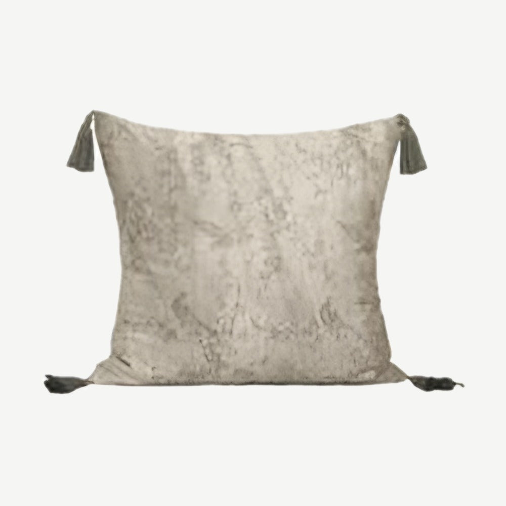 Leaf Jacquard Tassel Lyocell Cotton Cushion Covers in Ivory