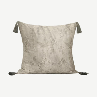 Leaf Jacquard Tassel Lyocell Cotton Cushion Covers in Ivory