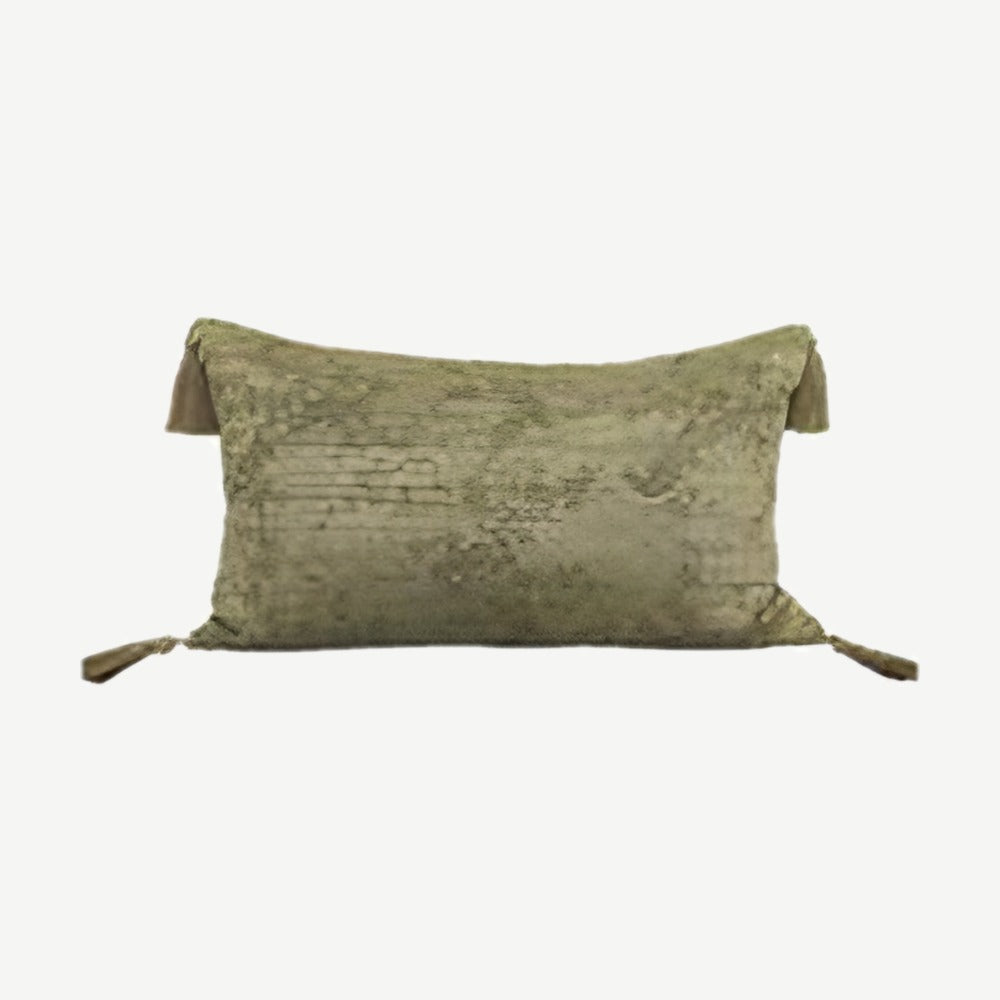 Leaf Jacquard Tassel Lyocell Cotton Cushion Covers in Sage Green