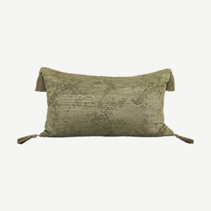 Leaf Jacquard Tassel Lyocell Cotton Cushion Covers in Sage Green