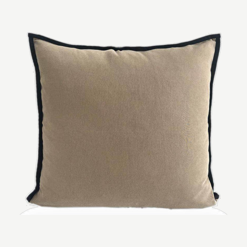 Contrast Bound Cotton Cushion Covers in Brown