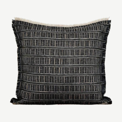 Charcoal Grid Embroidery Cushion Covers