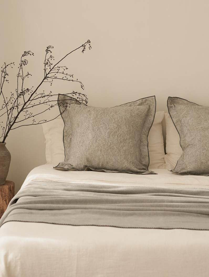 Oat Check Hand-Woven Linen Cotton Cushion Covers, styled at home