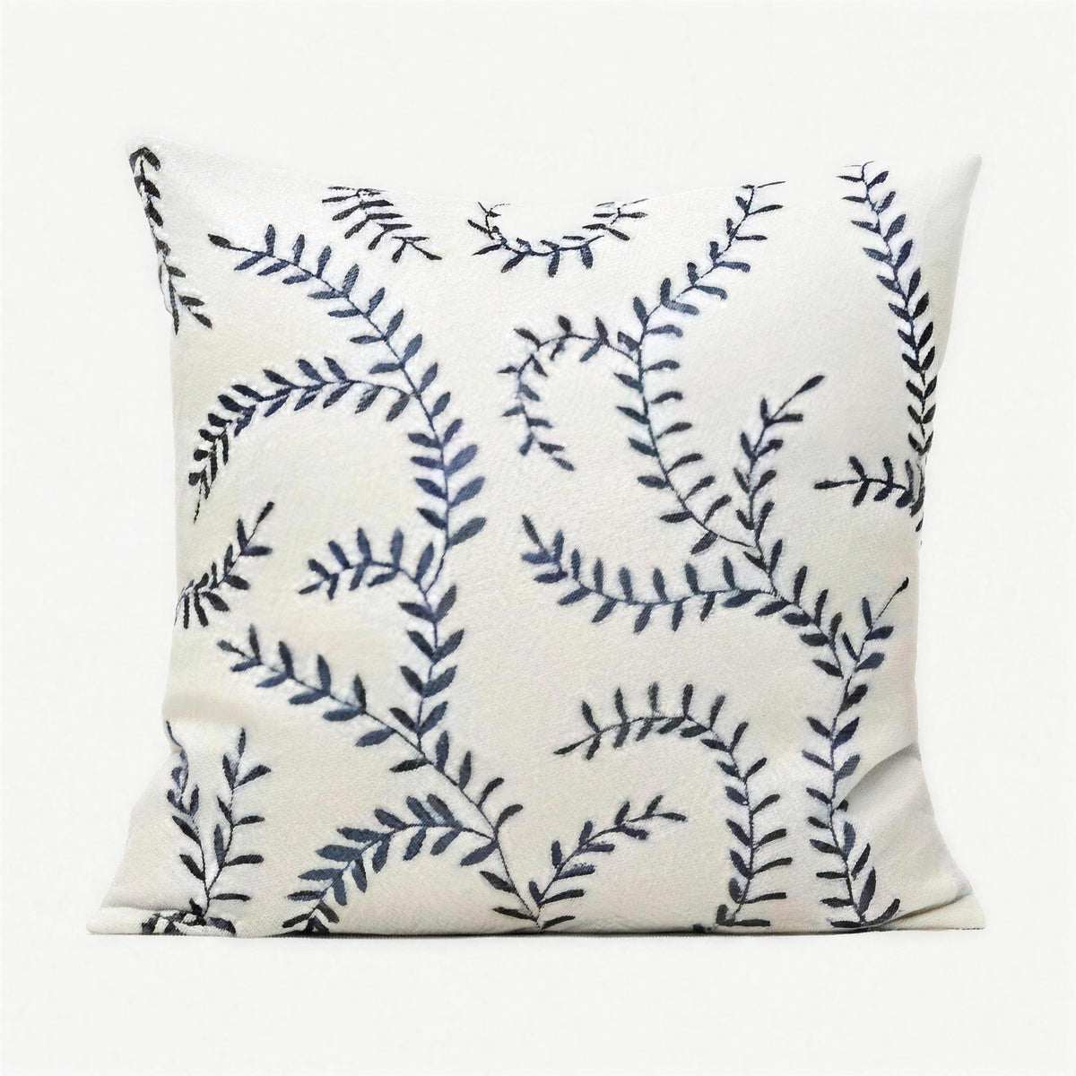 Ivory & Blue Vine Embroidery Linen Cotton Cushion Covers