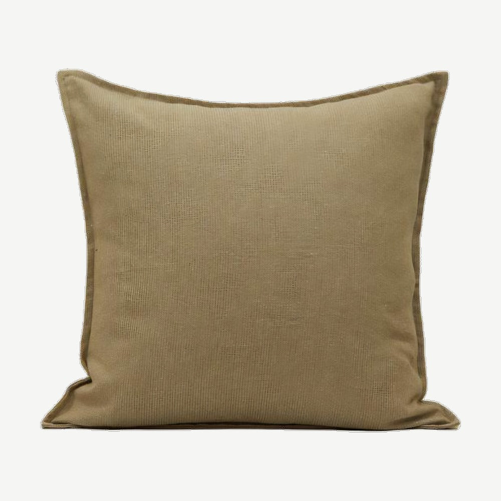 Olive Khaki Slub Jacquard Linen Viscose Cushion Covers