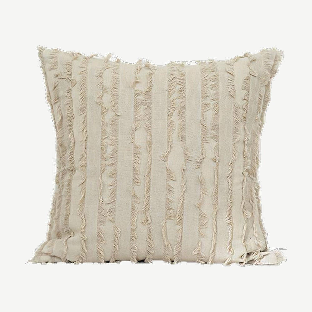 Natural Fringed Jacquard Cotton Viscose Cushion Covers
