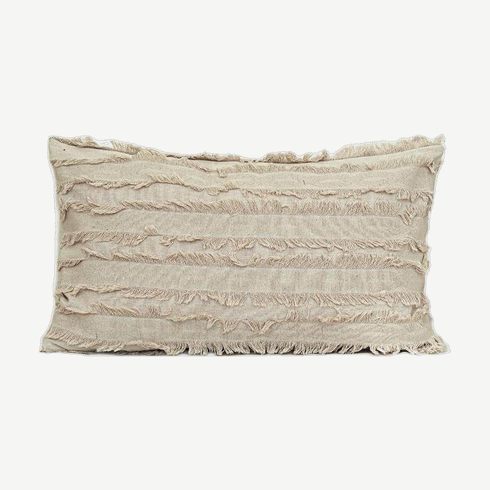 Natural Fringed Jacquard Cotton Viscose Cushion Covers
