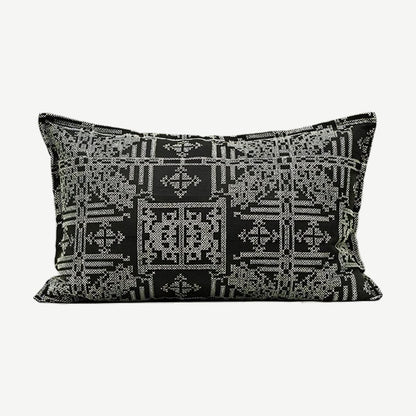 Black & Ivory Geometric Jacquard Linen Cotton Cushion Covers