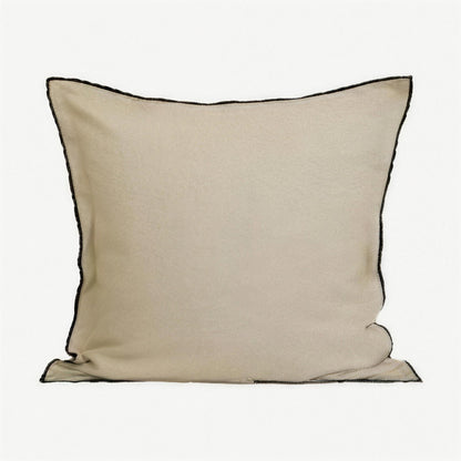 Contrast Edge Linen Cotton Cushion Covers in Beige & Black Edge