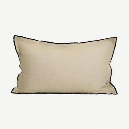 Contrast Edge Linen Cotton Cushion Covers in Beige & Black Edge