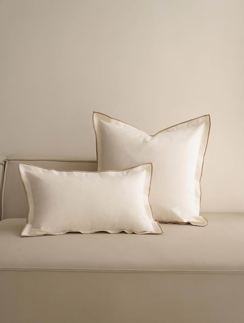 Contrast Edge Linen Cotton Cushion Covers, styled at home