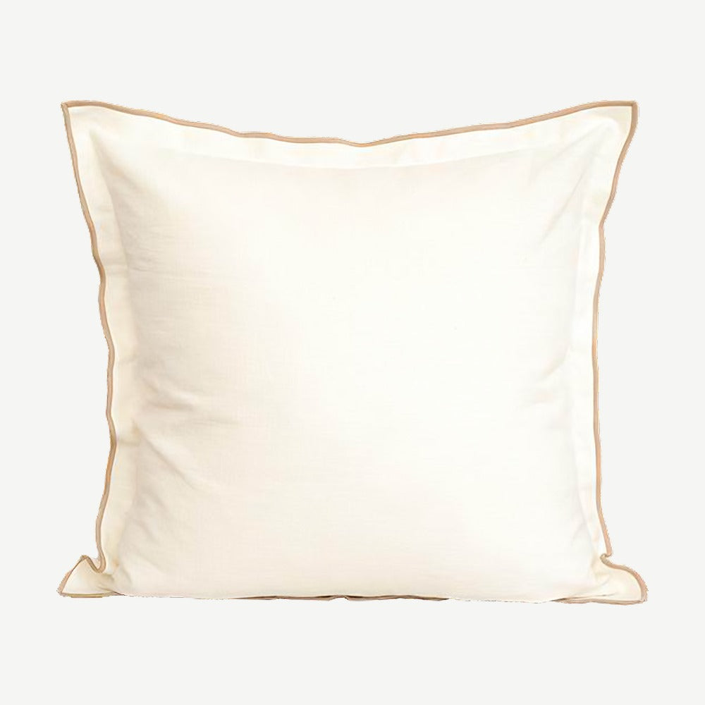 Contrast Edge Linen Cotton Cushion Covers in White & Beige Edge