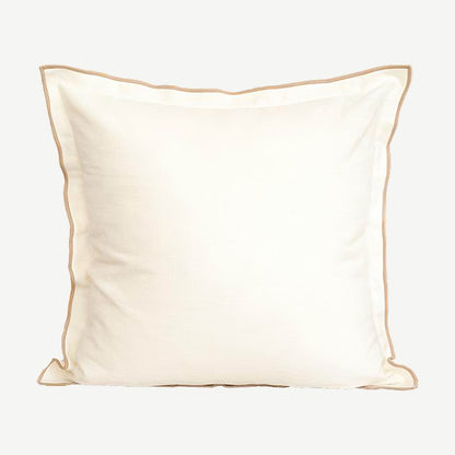 Contrast Edge Linen Cotton Cushion Covers in White & Beige Edge