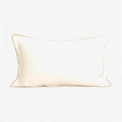 Contrast Edge Linen Cotton Cushion Covers in White & Beige Edge