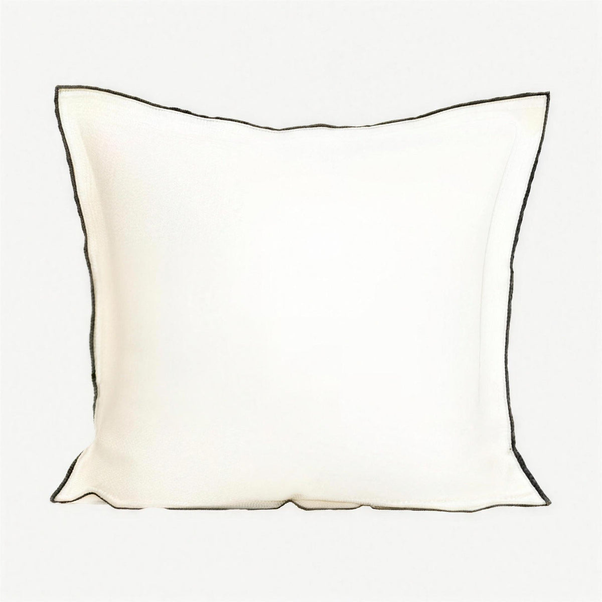 Contrast Edge Linen Cotton Cushion Covers in White & Black Edge