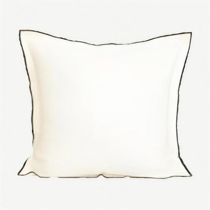 Contrast Edge Linen Cotton Cushion Covers in White & Black Edge