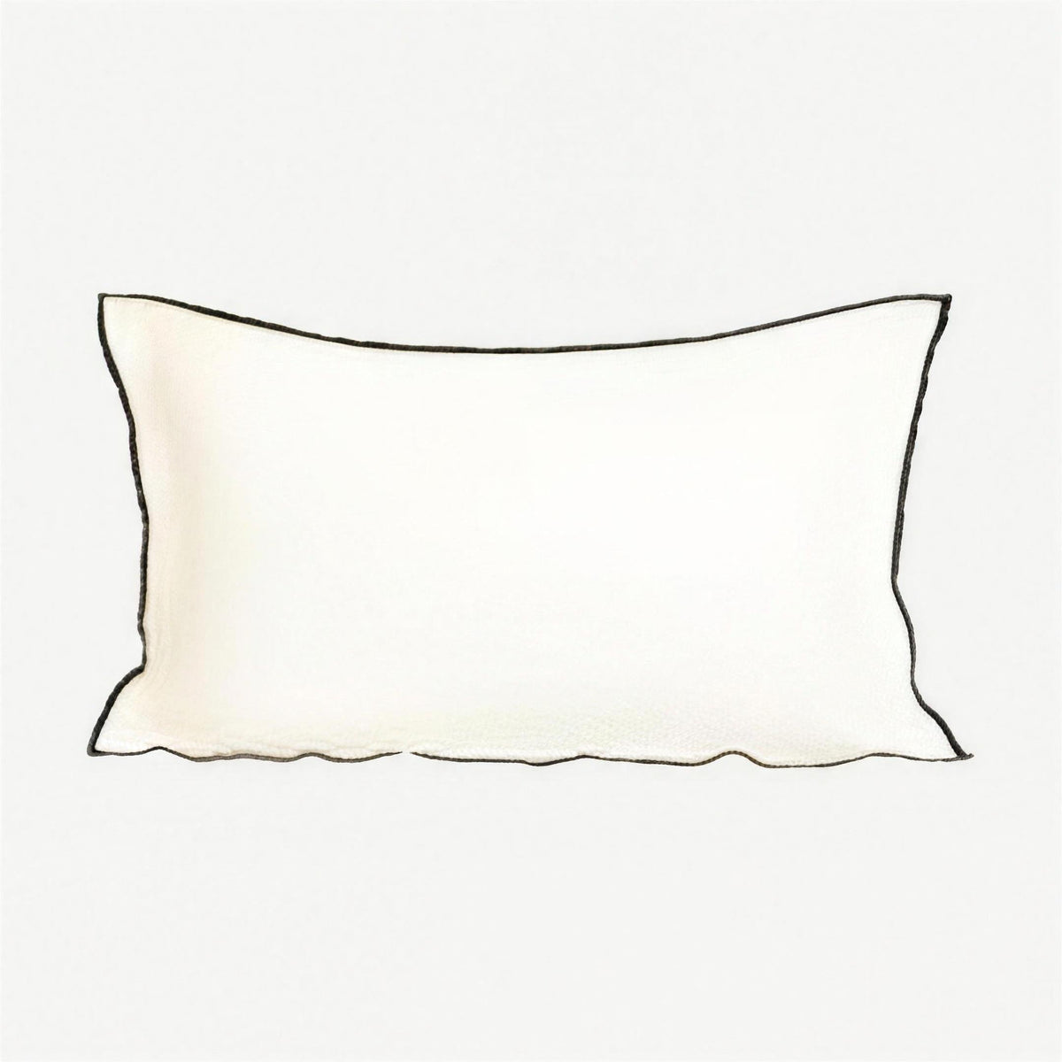 Contrast Edge Linen Cotton Cushion Covers in White & Black Edge