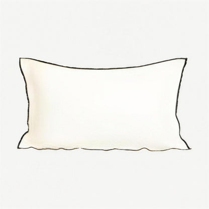 Contrast Edge Linen Cotton Cushion Covers in White & Black Edge