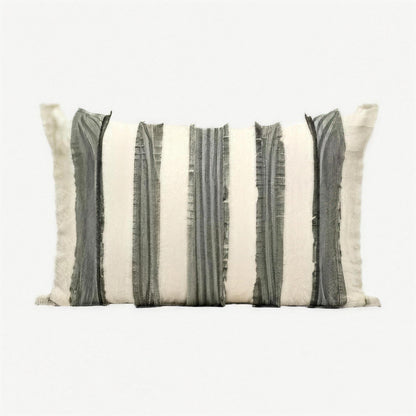 Ivory & Black Stripe Tassel Cotton Cushion Covers