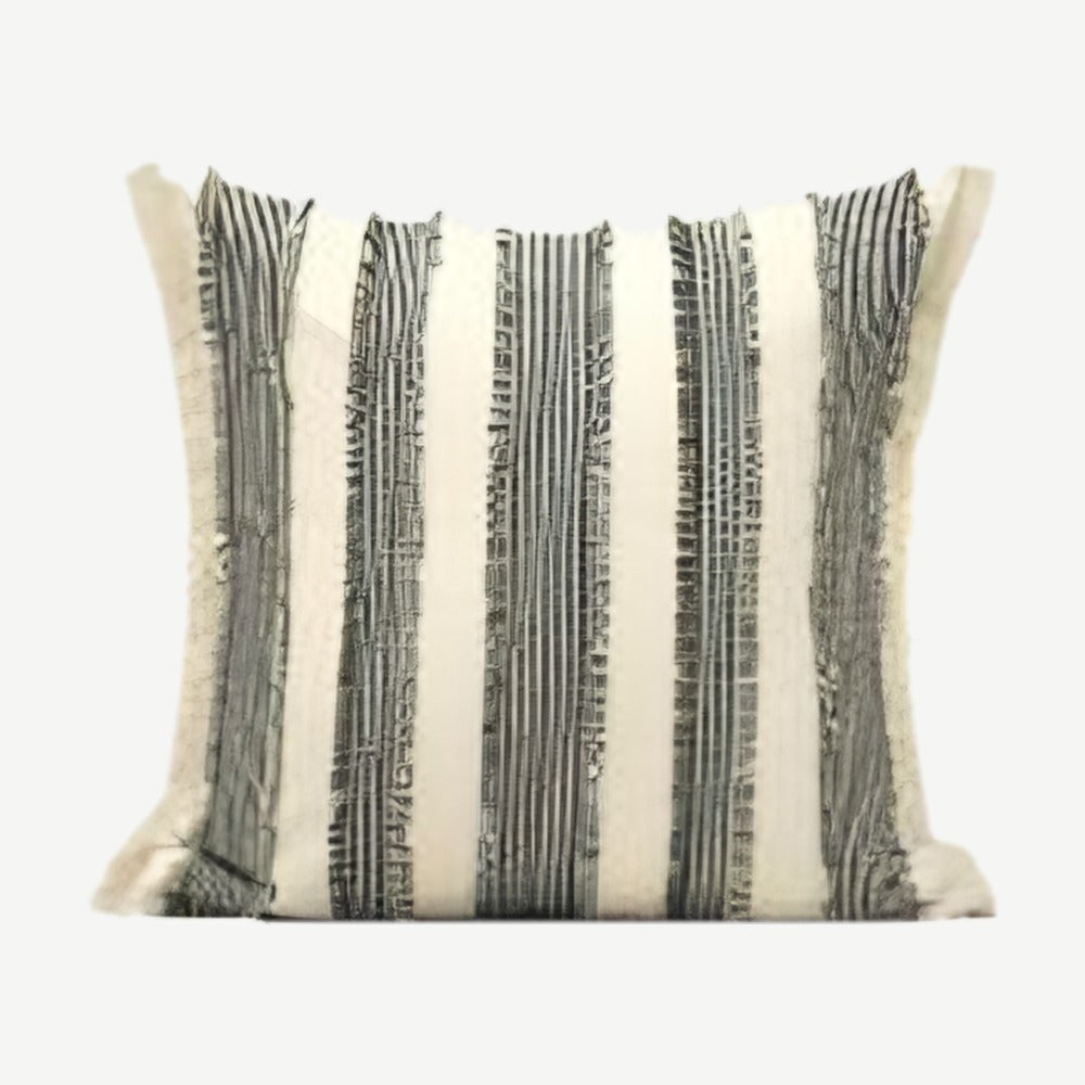 Ivory & Black Stripe Tassel Cotton Cushion Covers